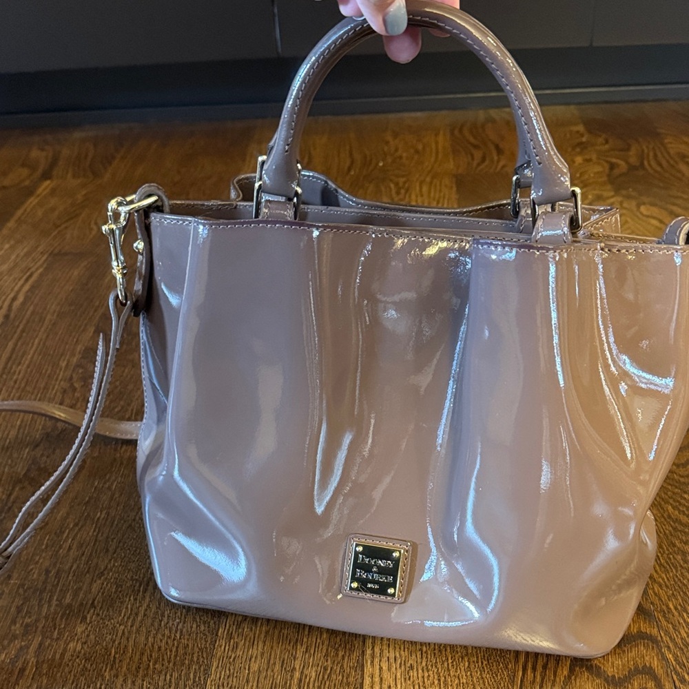 Patent leather taupe Dooney and Bourke used once perfect condition no wear signs